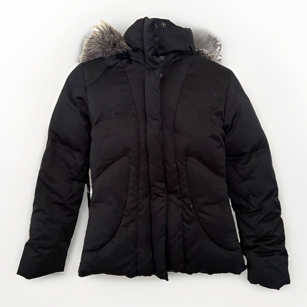WOMENS CALVIN KLEIN sz XS BLACK DUCK DOWN PADDED WINTER ZIP UP PARKA COAT JACKET